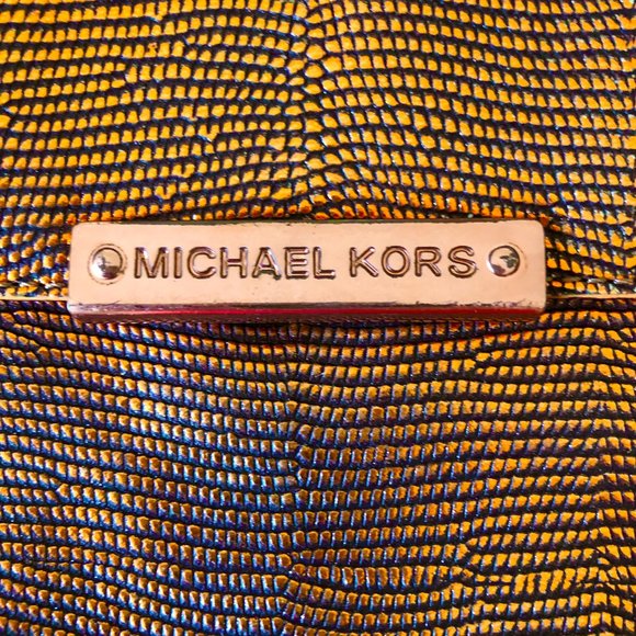 Michael Kors Iridescent Coral Orange Clutch w/Chain - Picture 5 of 7